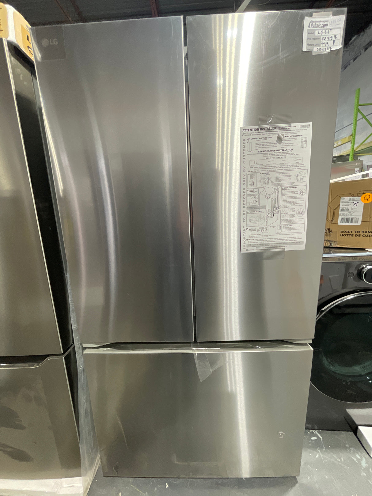 LF3256000S - REFRIGERATORS - LG - French 3-Door - Stainless Steel - Open Box