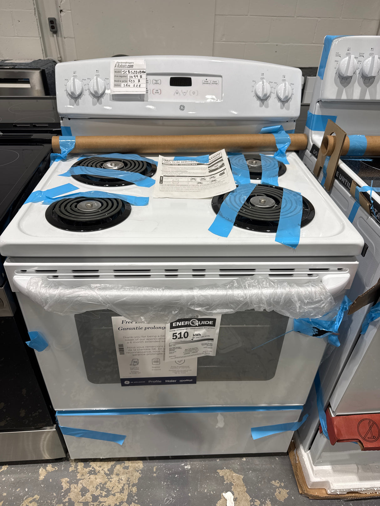 JCBS280DMWW - RANGES - GE - Electric - White - Open Box