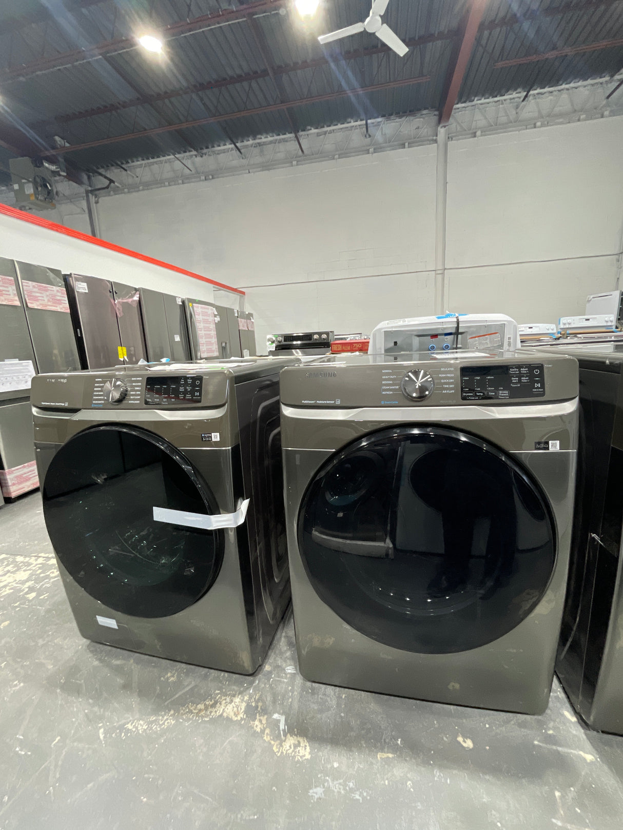 WF45R6100AP, DVE45T6100P - Washer/Dryer Sets - Front Load - Samsung - Stainless Steel - Open box