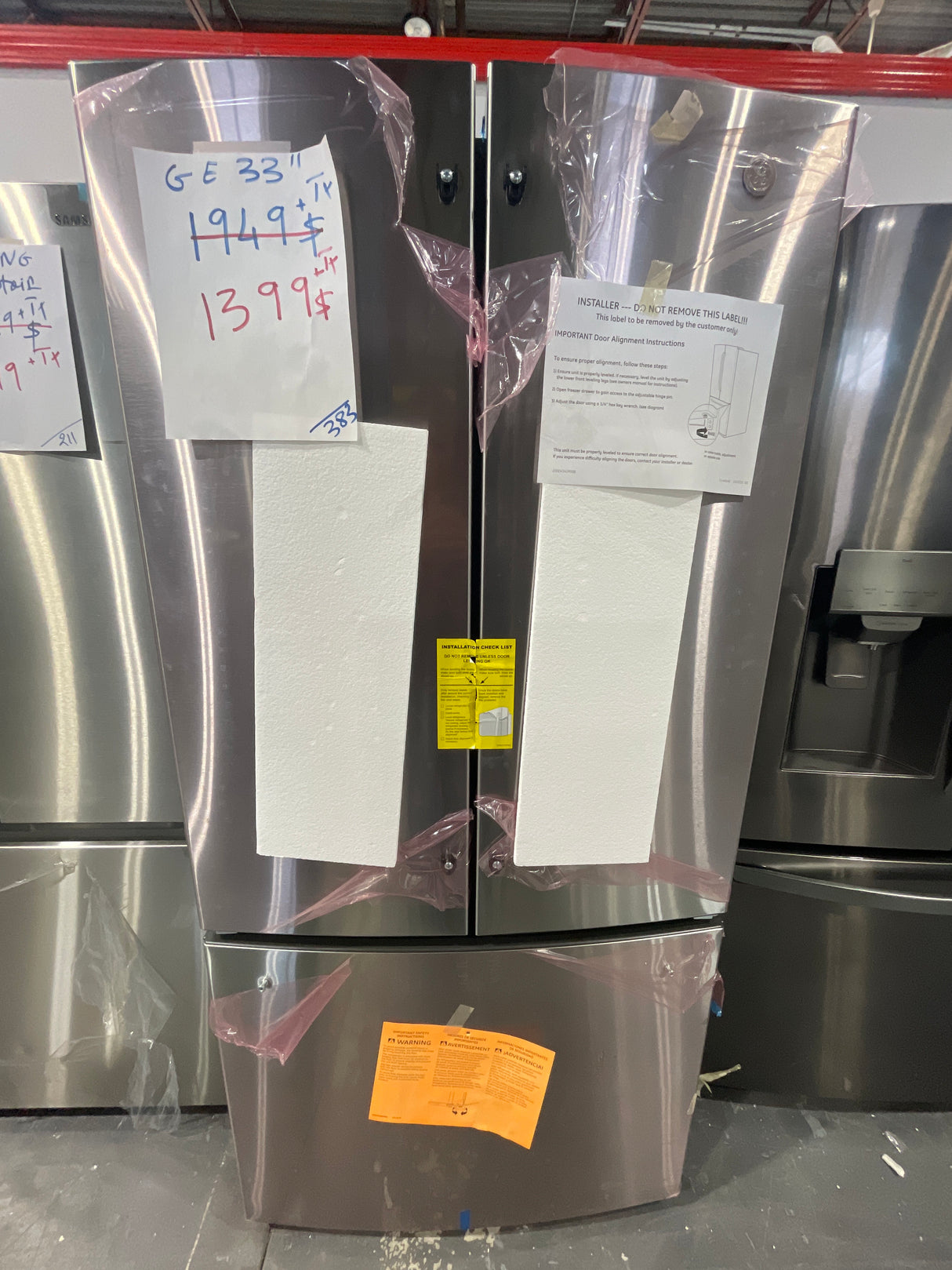 GNE25DYRKFS - Réfrigérateurs - GE - 3 portes françaises - Acier inoxydable - Boîte ouverte