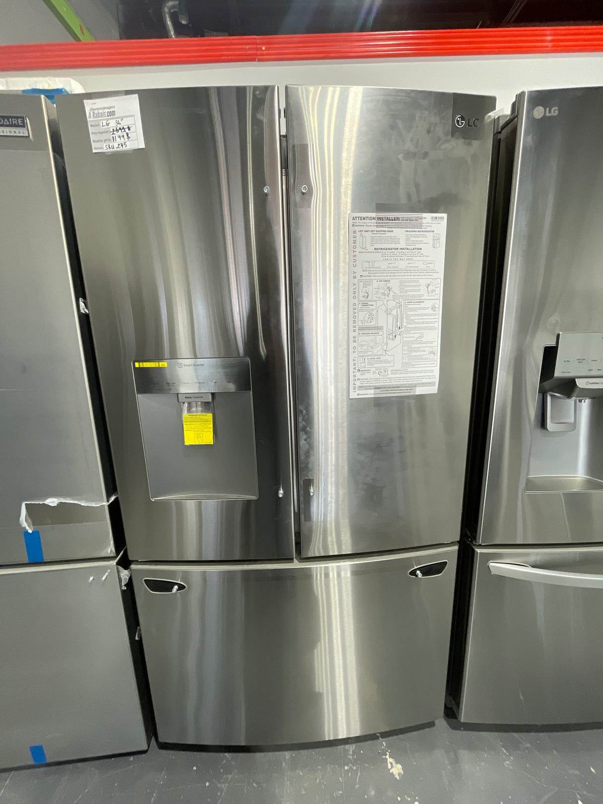 LRFWS2906S - REFRIGERATORS - LG - French 3-Door - Stainless Steel - Open Box