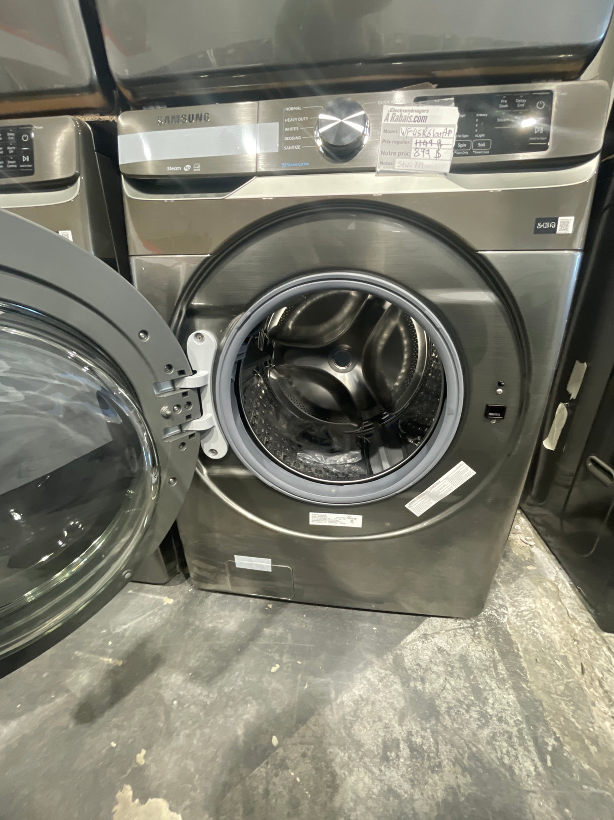 WF45R6100AP, DVE45T6100P - Washer/Dryer Sets - Front Load - Samsung - Stainless Steel - Open box