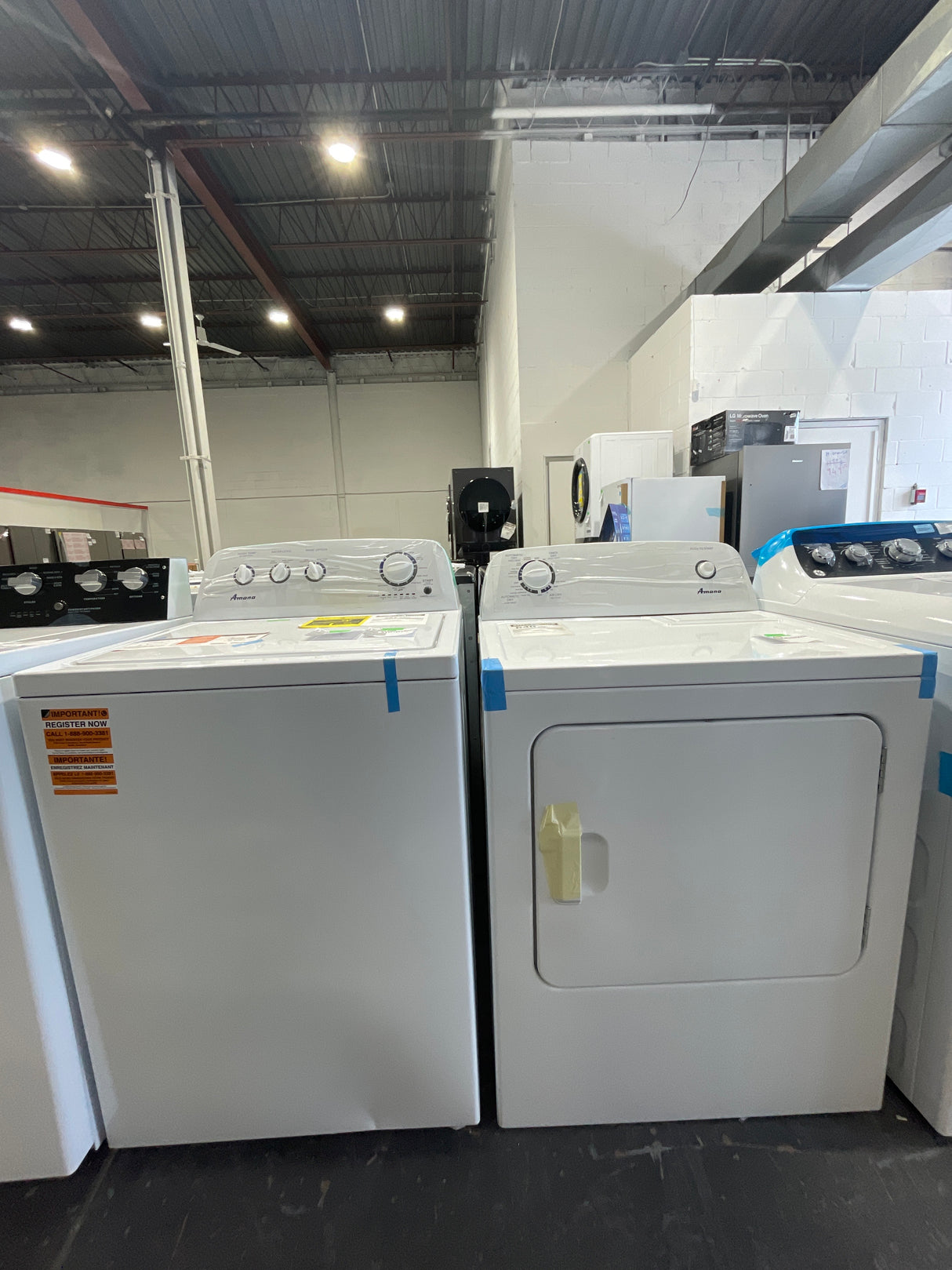 NTW4519JW, YNED4655EW - Washer/Dryer Sets - Top load - Amana - White - Open box