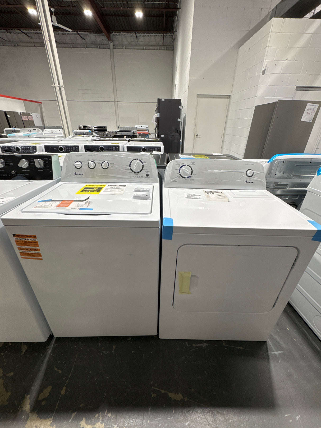 NTW4519JW, YNED4655EW - Washer/Dryer Sets - Top load - Amana - White - Open box