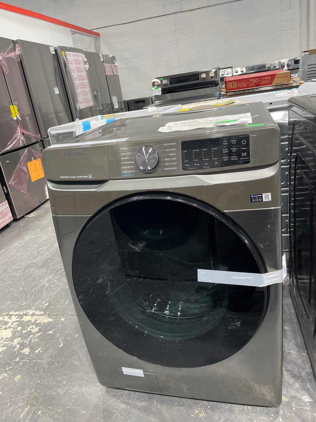 WF45R6100AP, DVE45T6100P - Washer/Dryer Sets - Front Load - Samsung - Stainless Steel - Open box