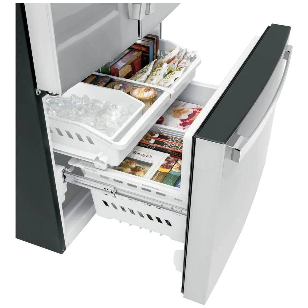 GWE22JYMFS - REFRIGERATORS - GE - French 3-Door - Stainless Steel - Open Box
