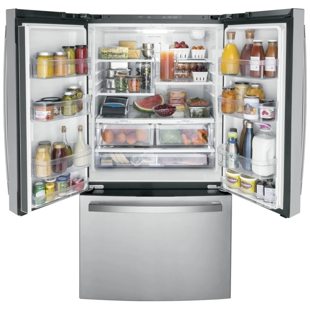 GWE22JYMFS - REFRIGERATORS - GE - French 3-Door - Stainless Steel - Open Box