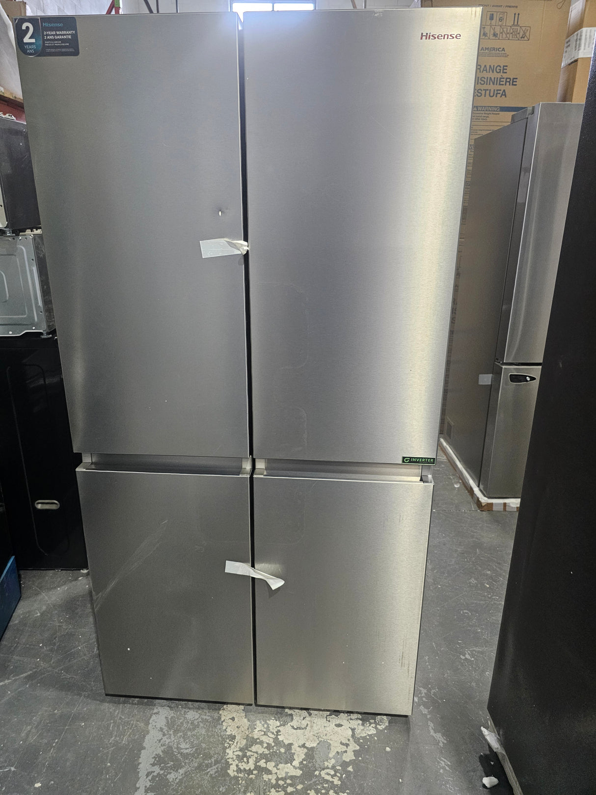 RQ22A4CSD - REFRIGERATORS - Hisense - 21.5 Cu. Ft. - Counter-Depth - 4-Door - Stainless Steel - New
