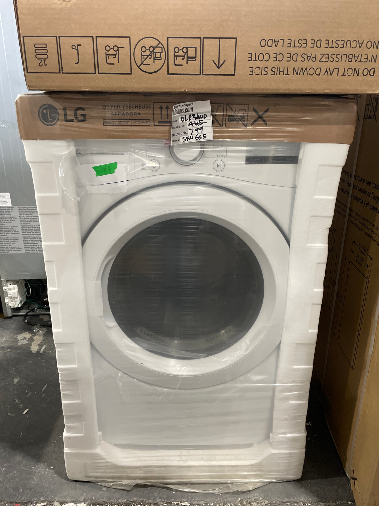 DLE3400W - DRYERS - Front Load - LG - White - Open Box