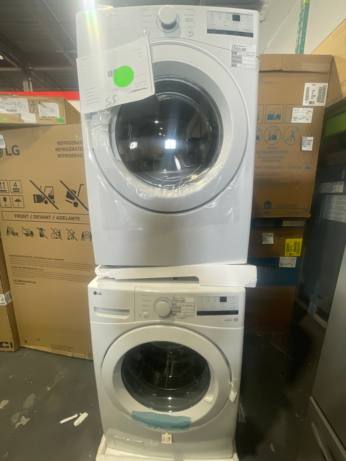 WM3400CW, DLE3400W - Ensemble laveuse/sécheuse - Chargement frontal - LG - Emballage ouvert