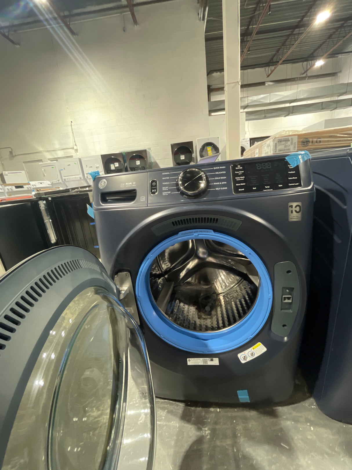 GFW550SPRRS/GFD55ESMRRS - Ensemble laveuse/sécheuse - GE - Bleu saphir - Emballage ouvert