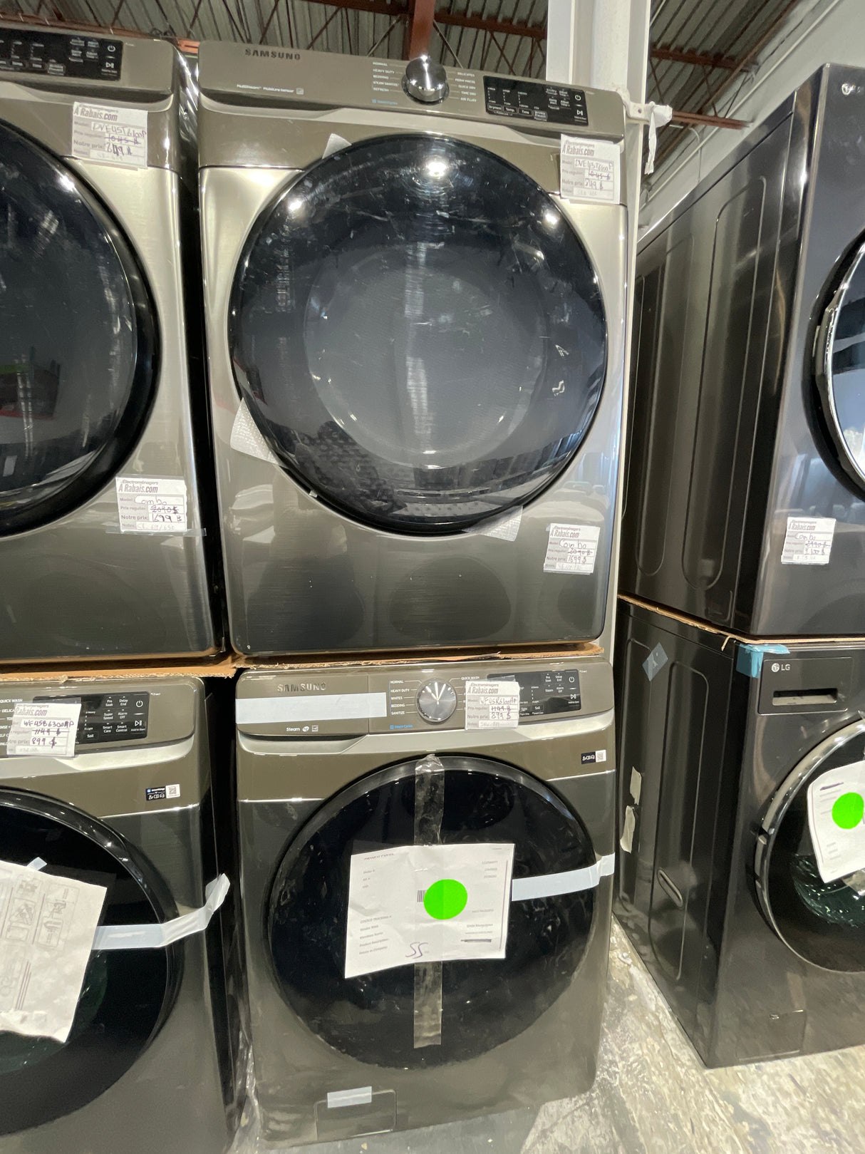 WF45R6100AP, DVE45T6100P  - Washer/Dryer Sets - Front Load - Samsung - Stainless Steel  - Open box