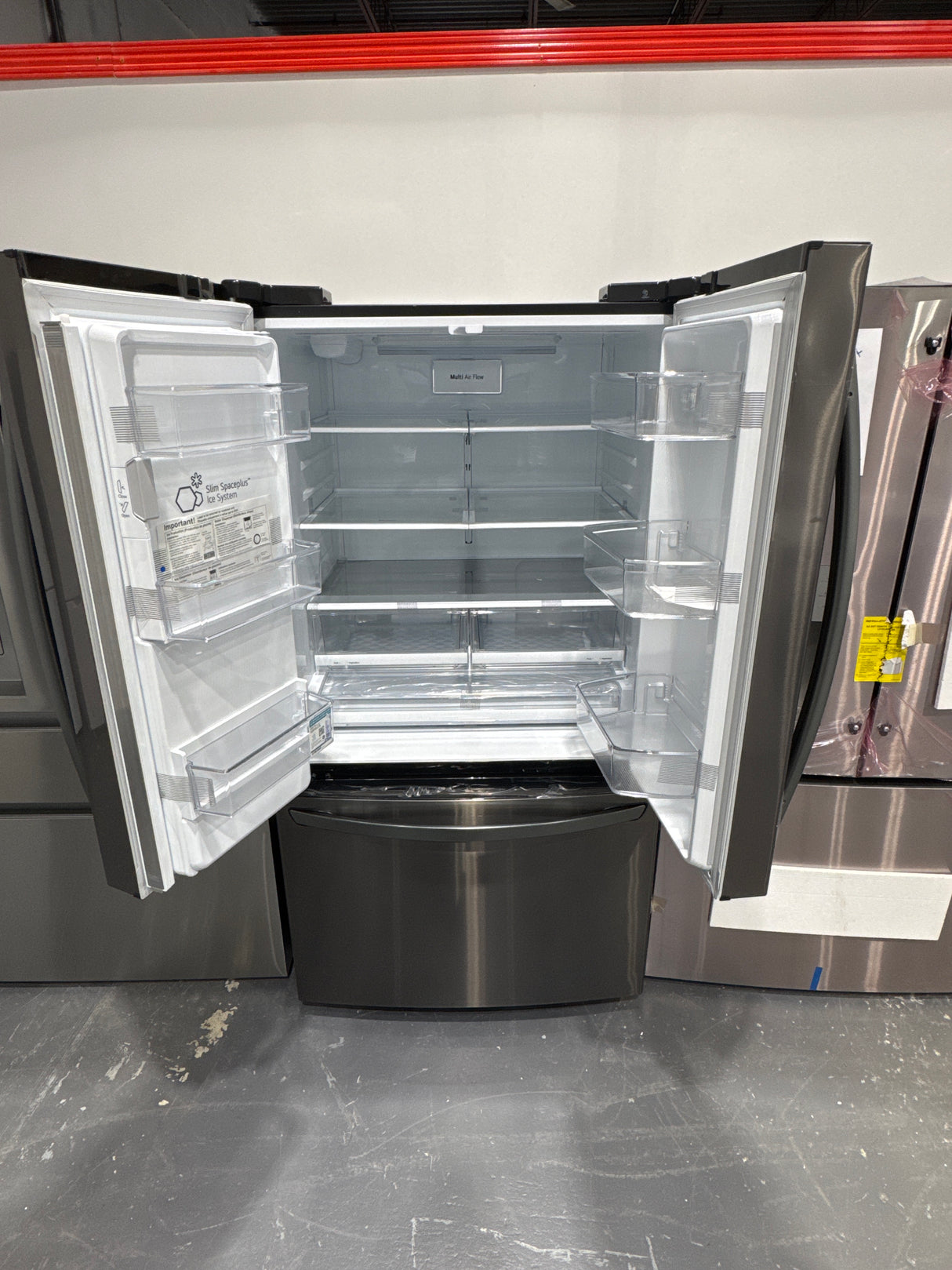 LRFS28XBD - REFRIGERATORS - LG - French 3-Door -   Black Stainless Steel - Open Box