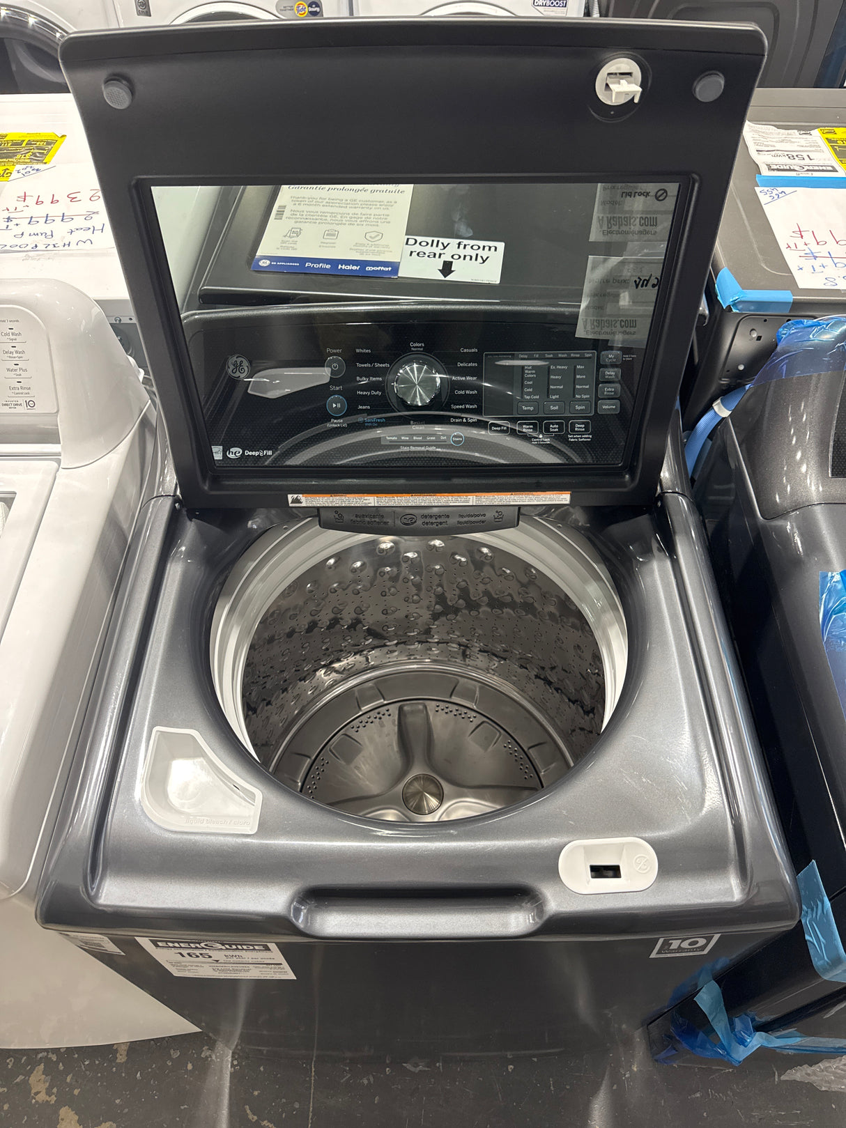 GTW690BMTDG, GTD69EBPTDG - Ensembles laveuse-sécheuse - Chargement par le haut - GE - Boîte ouverte