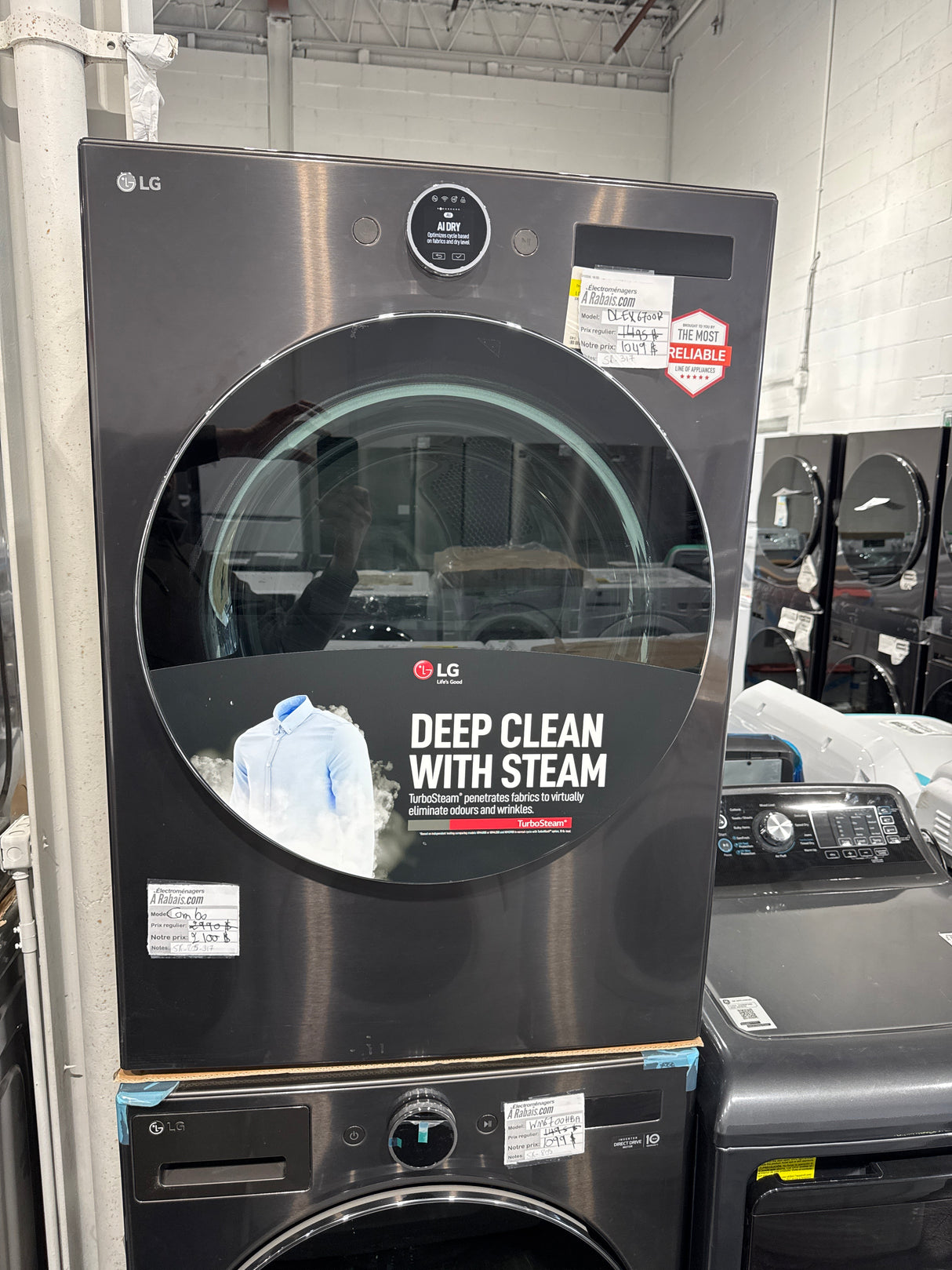 DLEX6700B/WM6700HBA -  Washer/Dryer Sets - Front Load - LG - Black Steel -  Open Box