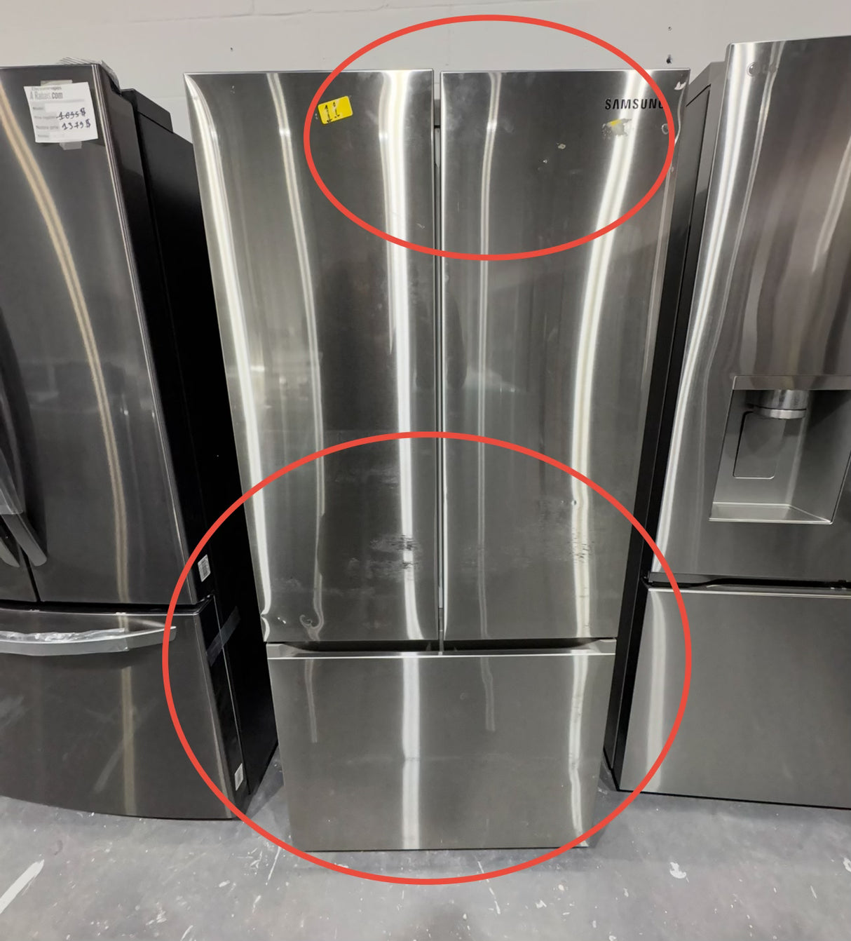 RF22A4111SR - REFRIGERATORS - Samsung  - 30" - French 3-Door - Stainless Steel - Open Box - Scratch and dent