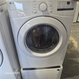 Ensemble Laveuse et Sécheuse LG WM3400CW et DLE3400W avec kit de superposition WD300CW et piédestal WDP6W – 27" Blanc
